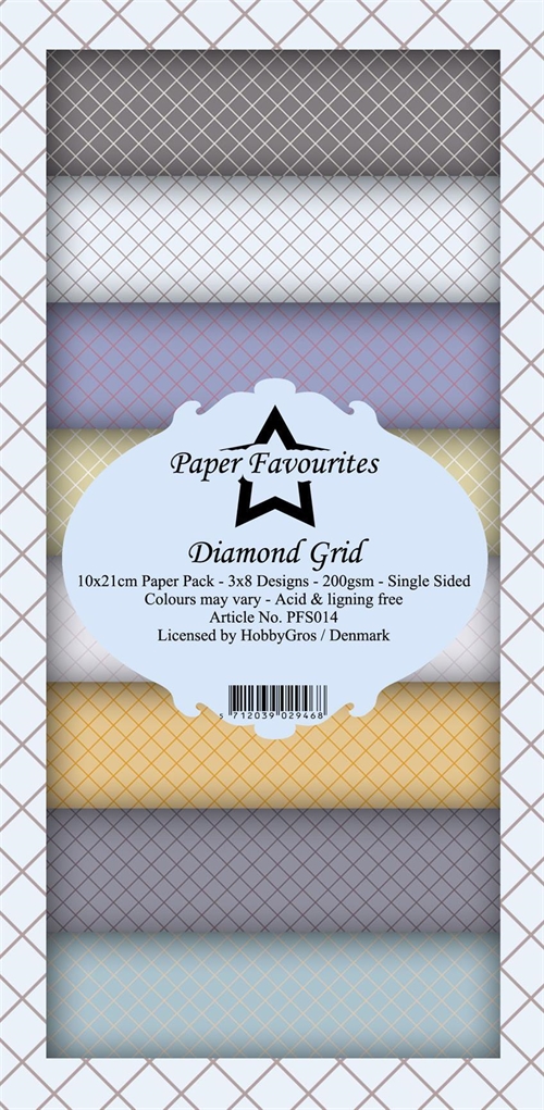 Paper Favourites slim card Diamond grid 10x21cm 24 ark 200g
